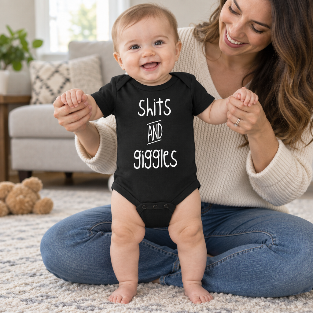 Shits and Giggles — Black Infant Bodysuit — lifestyle hero