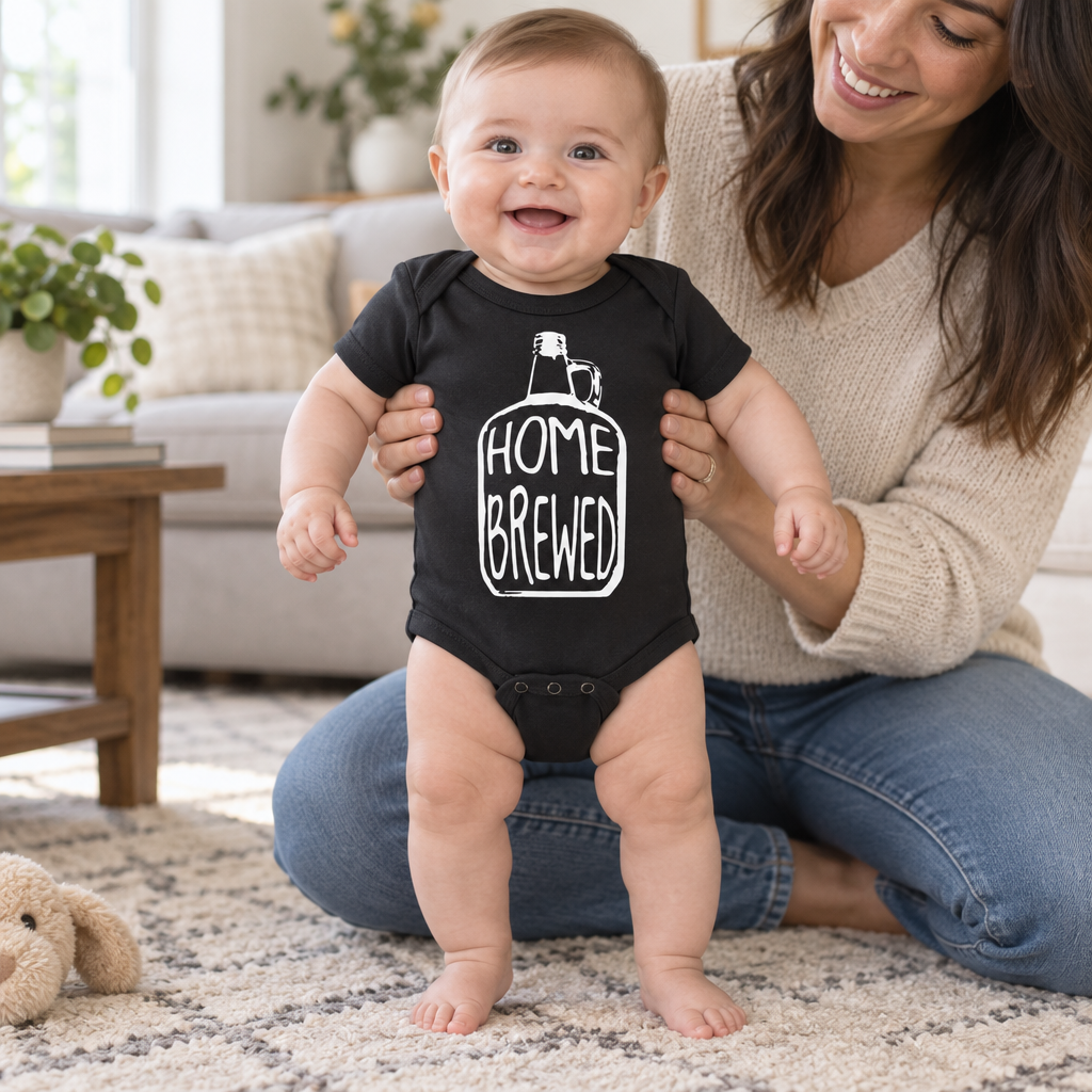 Home Brewed — Black Infant Bodysuit — lifestyle hero