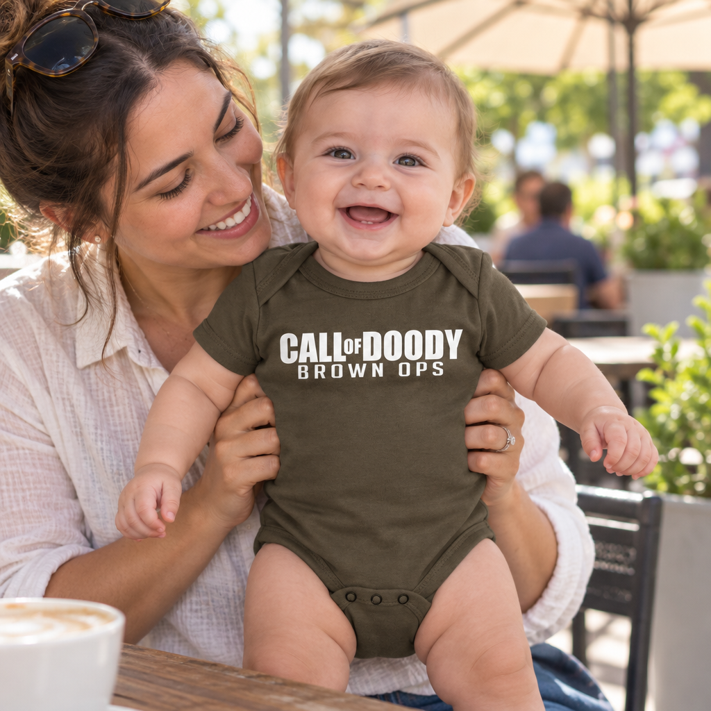 Call of Doody Brown Ops — Chocolate Infant Bodysuit — lifestyle alt