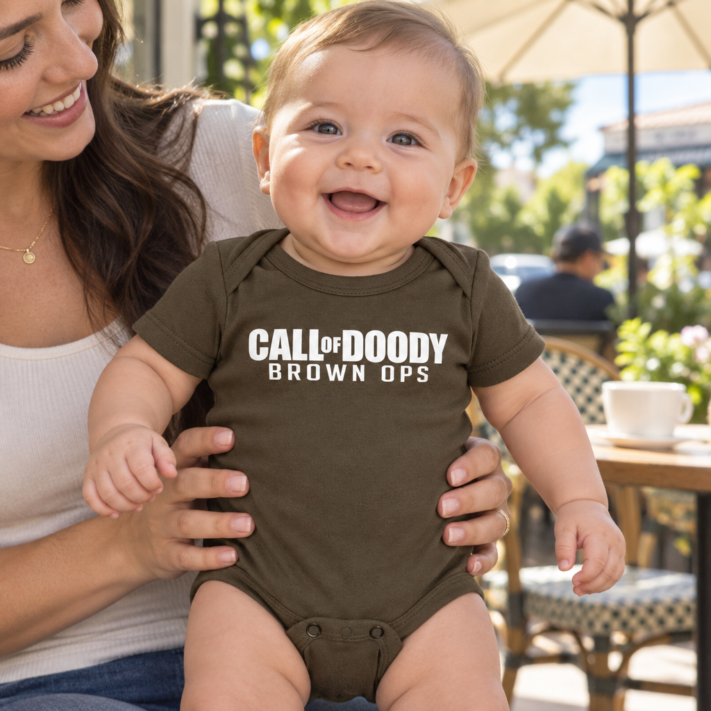 Call of Doody Brown Ops — Chocolate Infant Bodysuit — lifestyle hero