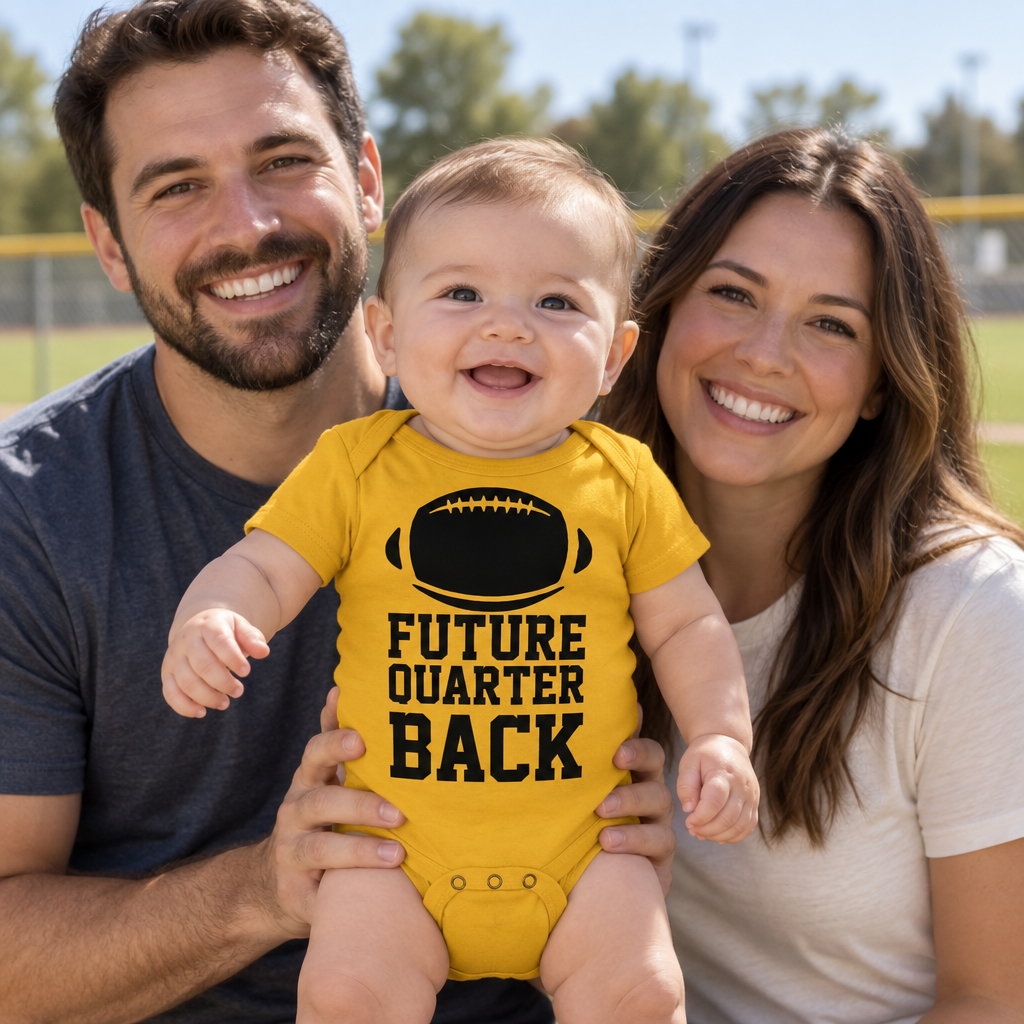 Future Quarterback — Gold Infant Bodysuit — lifestyle group