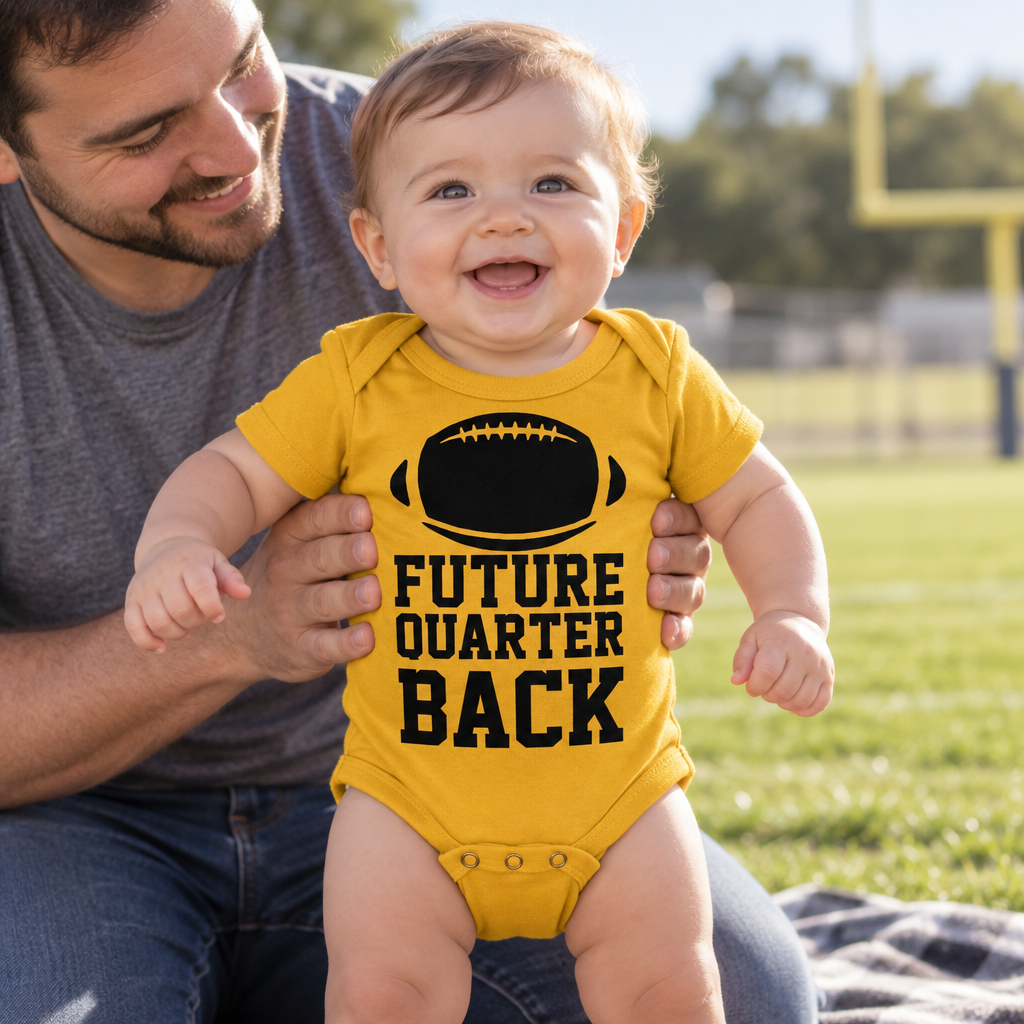 Future Quarterback — Gold Infant Bodysuit — lifestyle hero