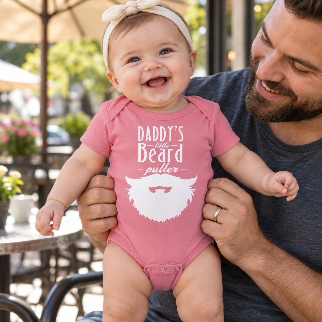 Daddy's Little Beard Puller — Pink Infant Bodysuit — lifestyle alt