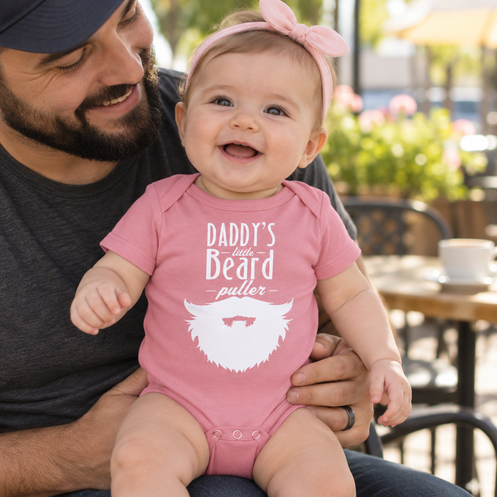 Daddy's Little Beard Puller — Pink Infant Bodysuit — lifestyle hero