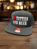I Heart Titties & Beer - Adjustable Snapback Trucker Hat