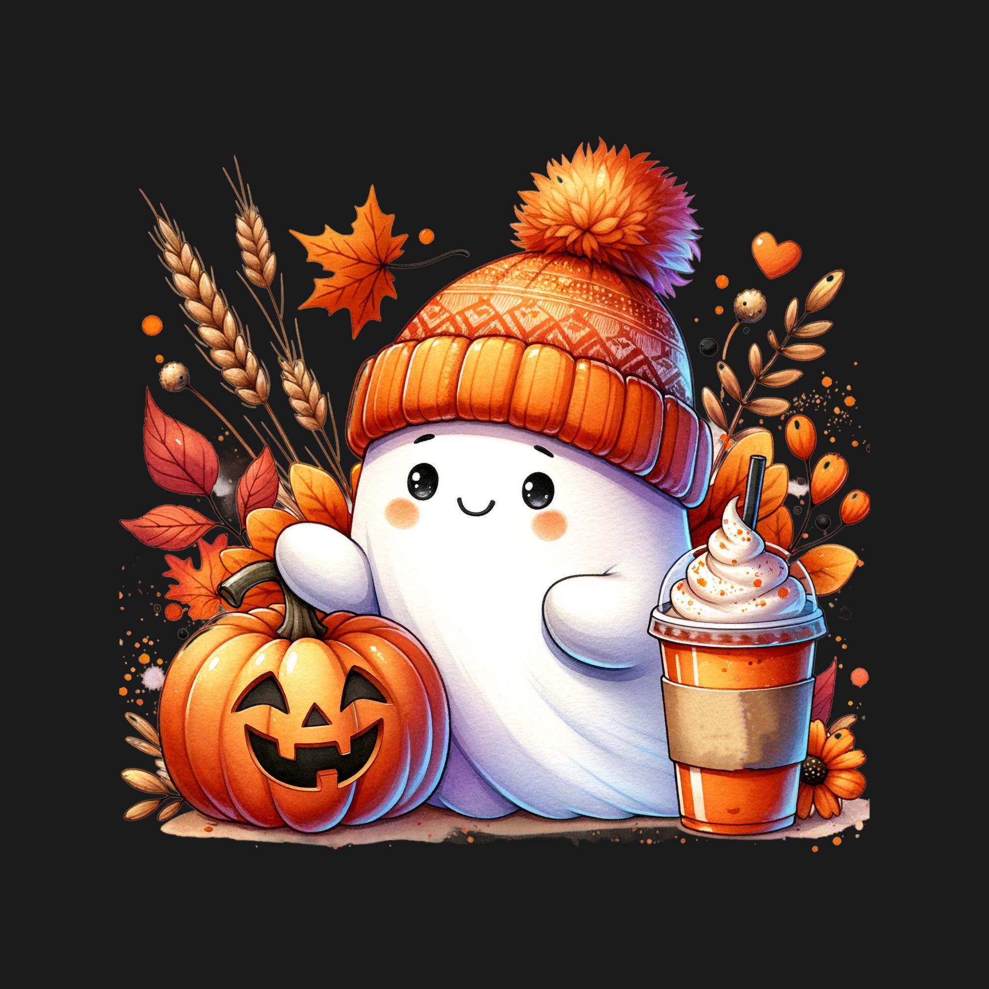 Cute Fall Ghost - black