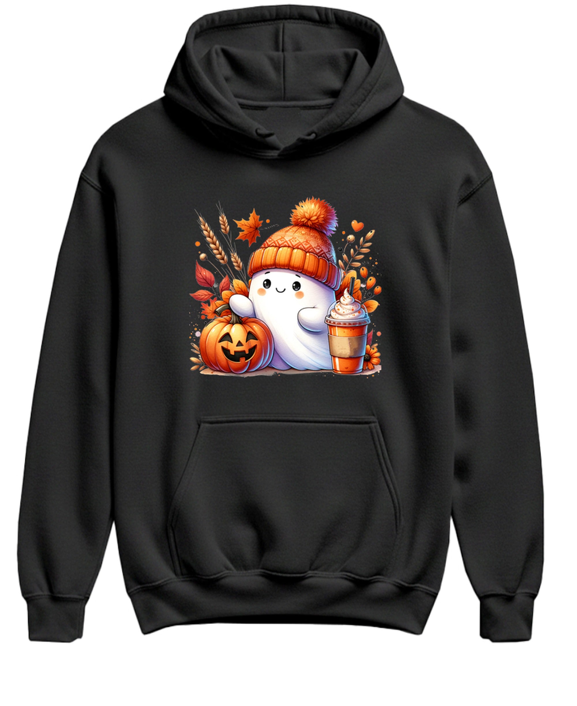 Cute Fall Ghost - Hoodie - Black
