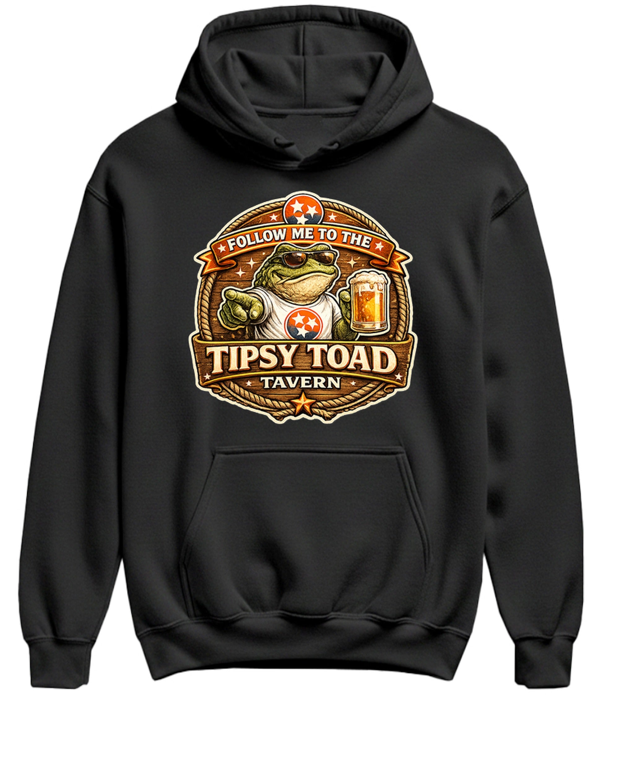 Country Bar Hoodie Tipsy Toad Tavern Western Honky-Tonk Sweatshirt for Men Women - Black