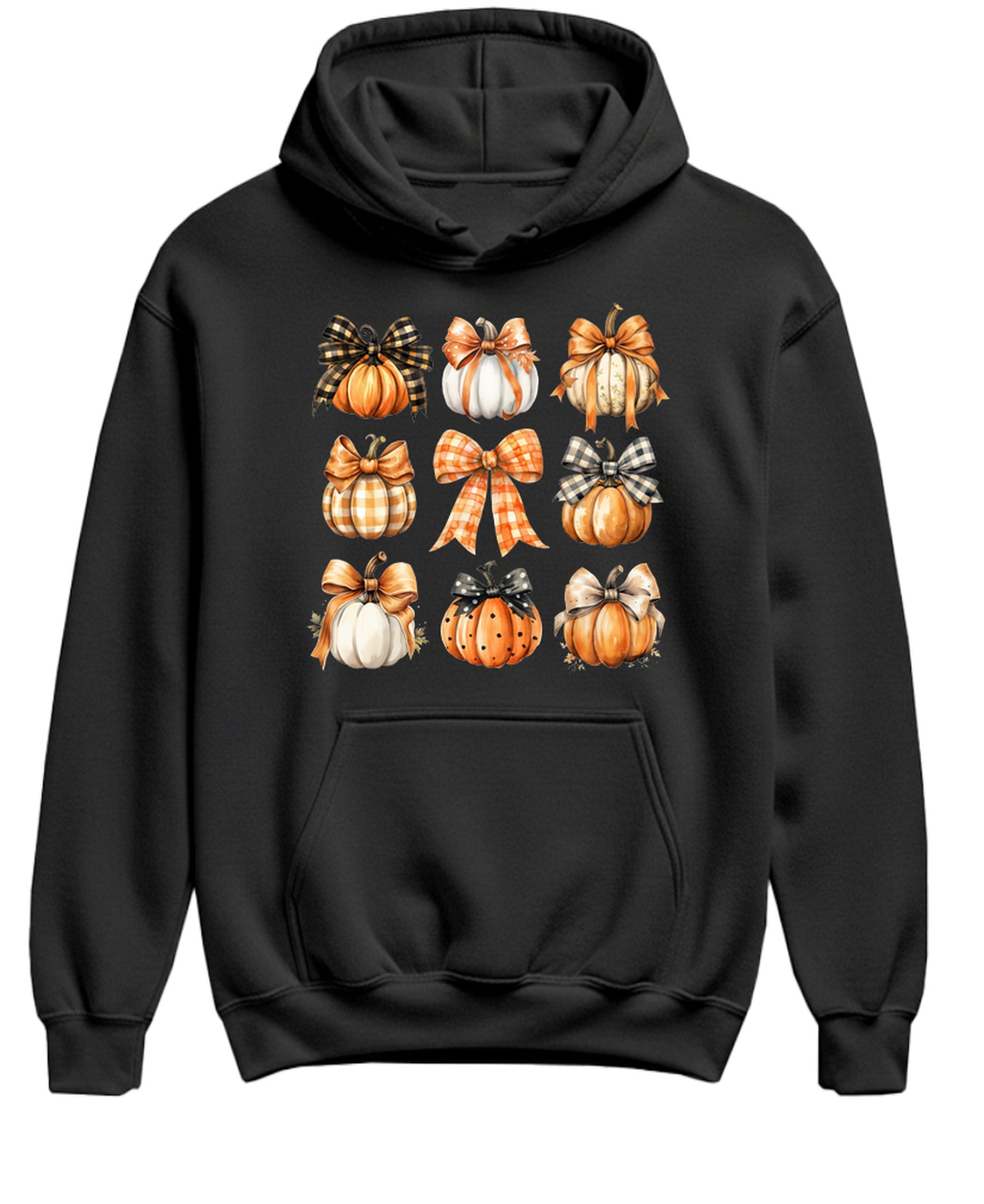 Fall Pumpkins Bows Coquette - Hoodie - Black