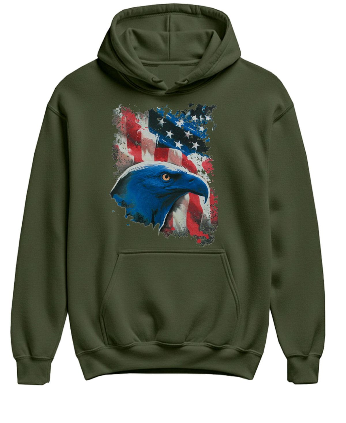 Eagle Flag Freedom Patriot Abd? - Hoodie - Military Green