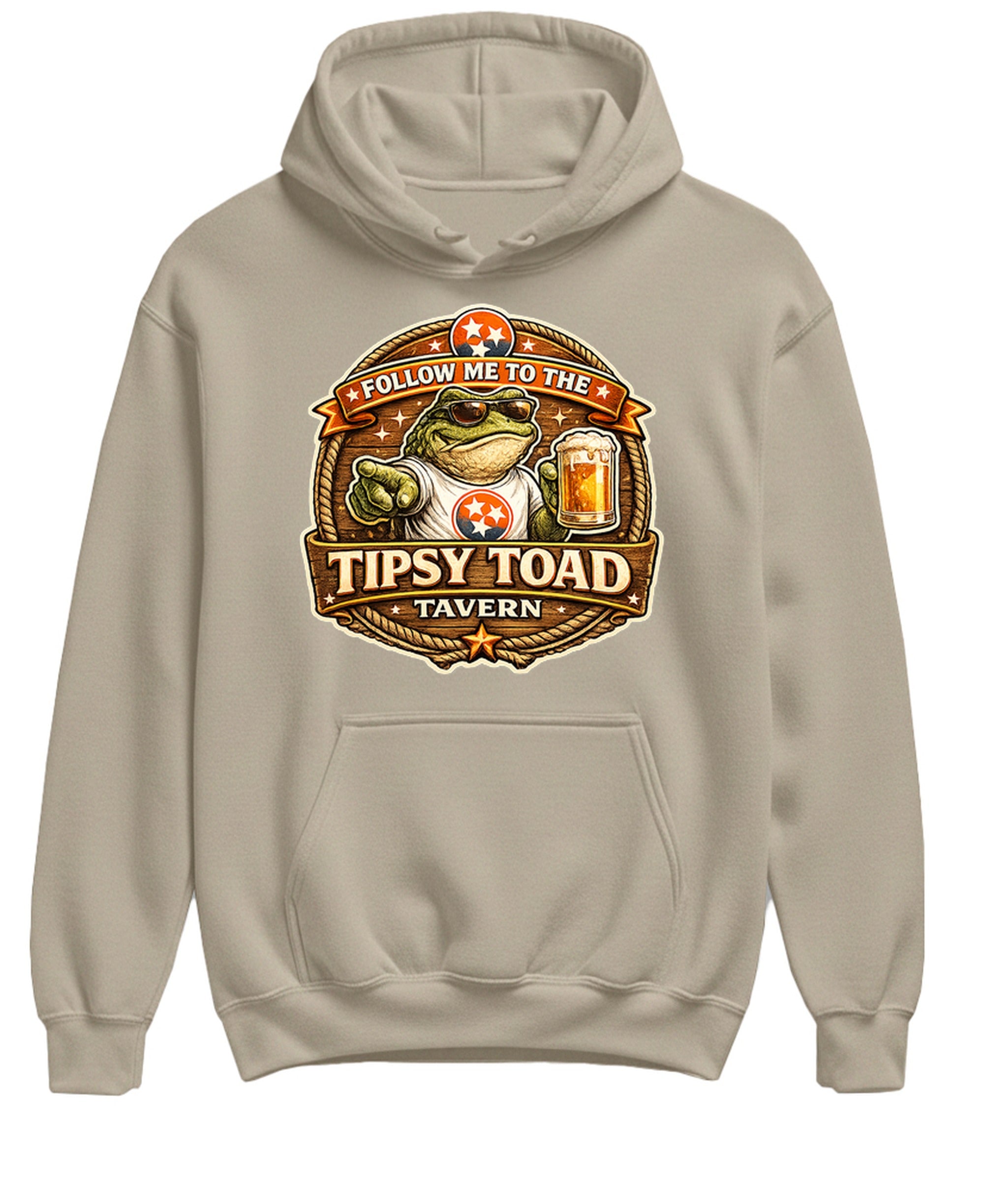 Country Bar Hoodie Tipsy Toad Tavern Western Honky-Tonk Sweatshirt for Men Women - Sand