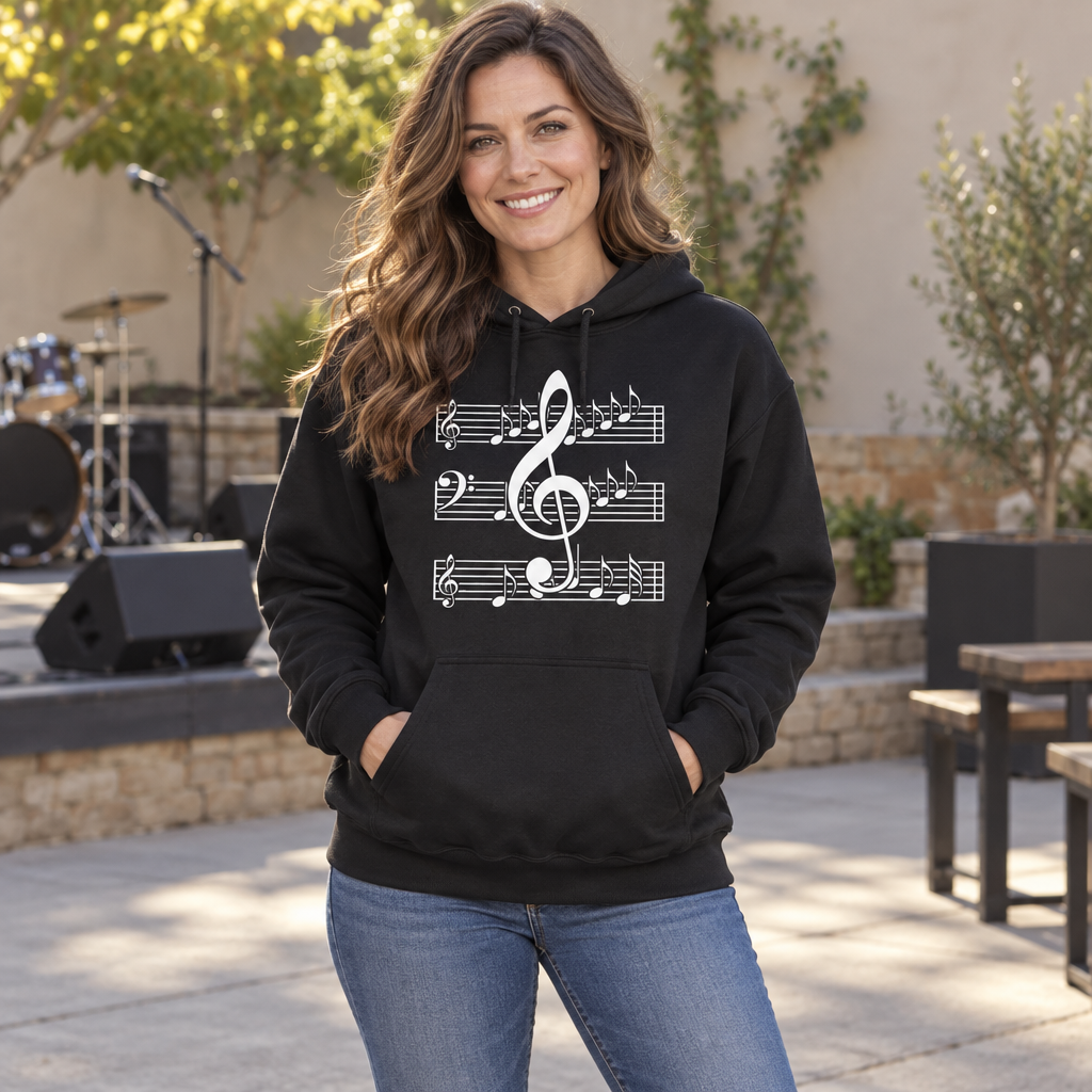 Music Notes Treble Clef — Black Hoodie — lifestyle alt
