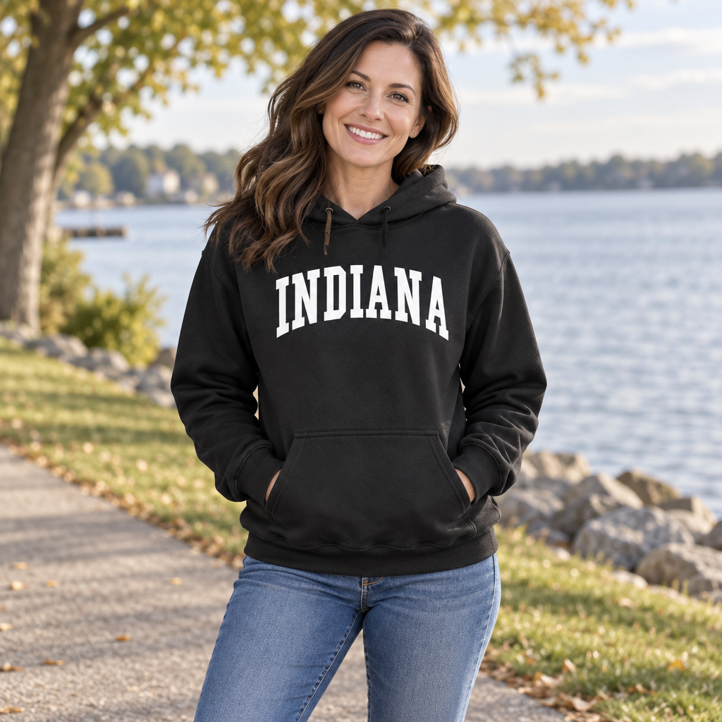Indiana — Black Hoodie — lifestyle alt