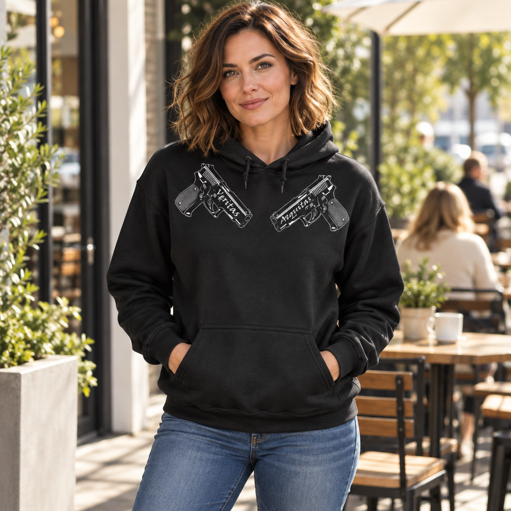 Crossed Pistols — Black Hoodie — lifestyle alt
