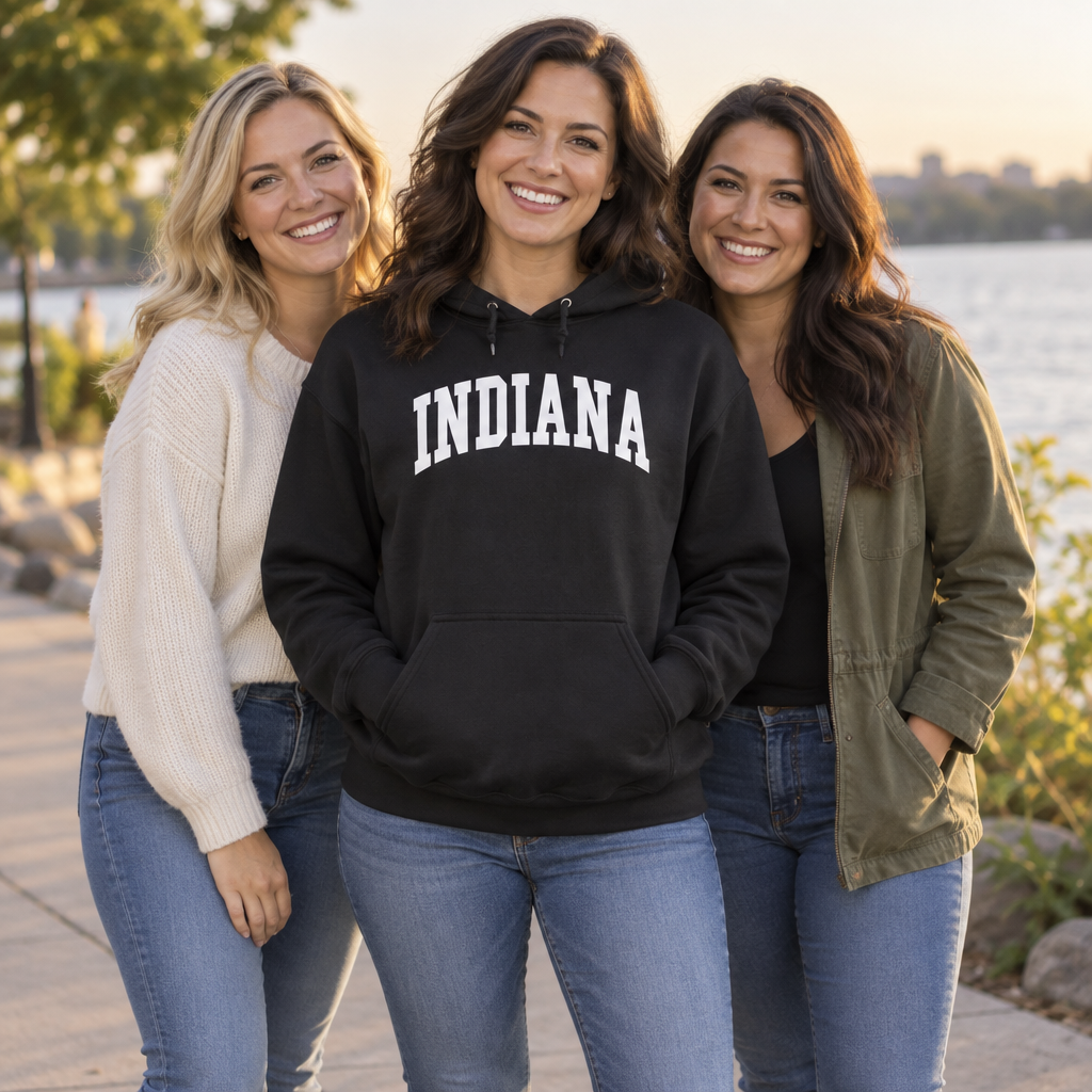 Indiana — Black Hoodie — lifestyle group