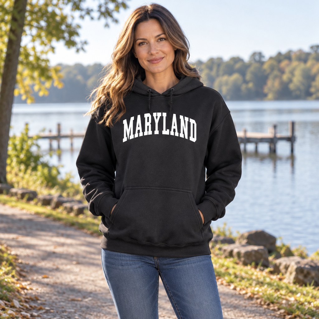 Maryland — Black Hoodie — lifestyle hero