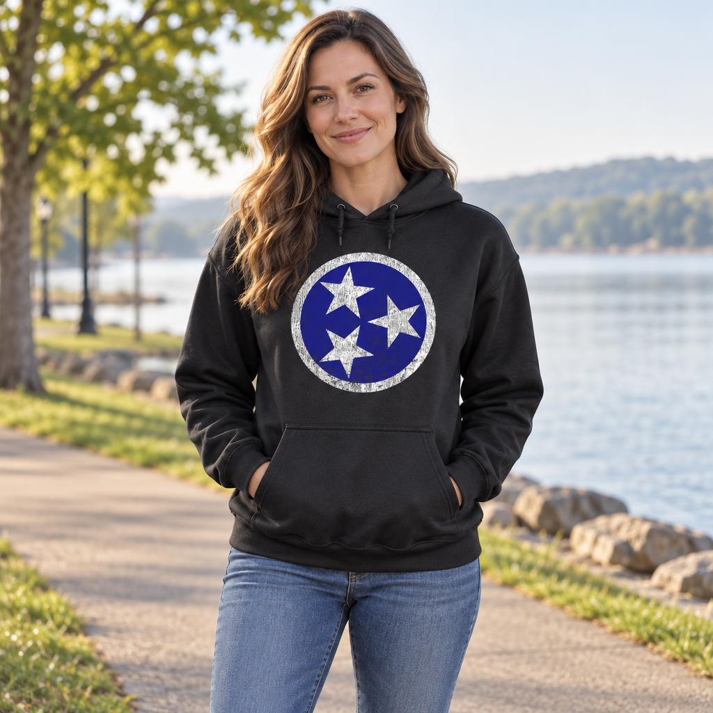 Tennessee Flag — Black Hoodie — lifestyle hero