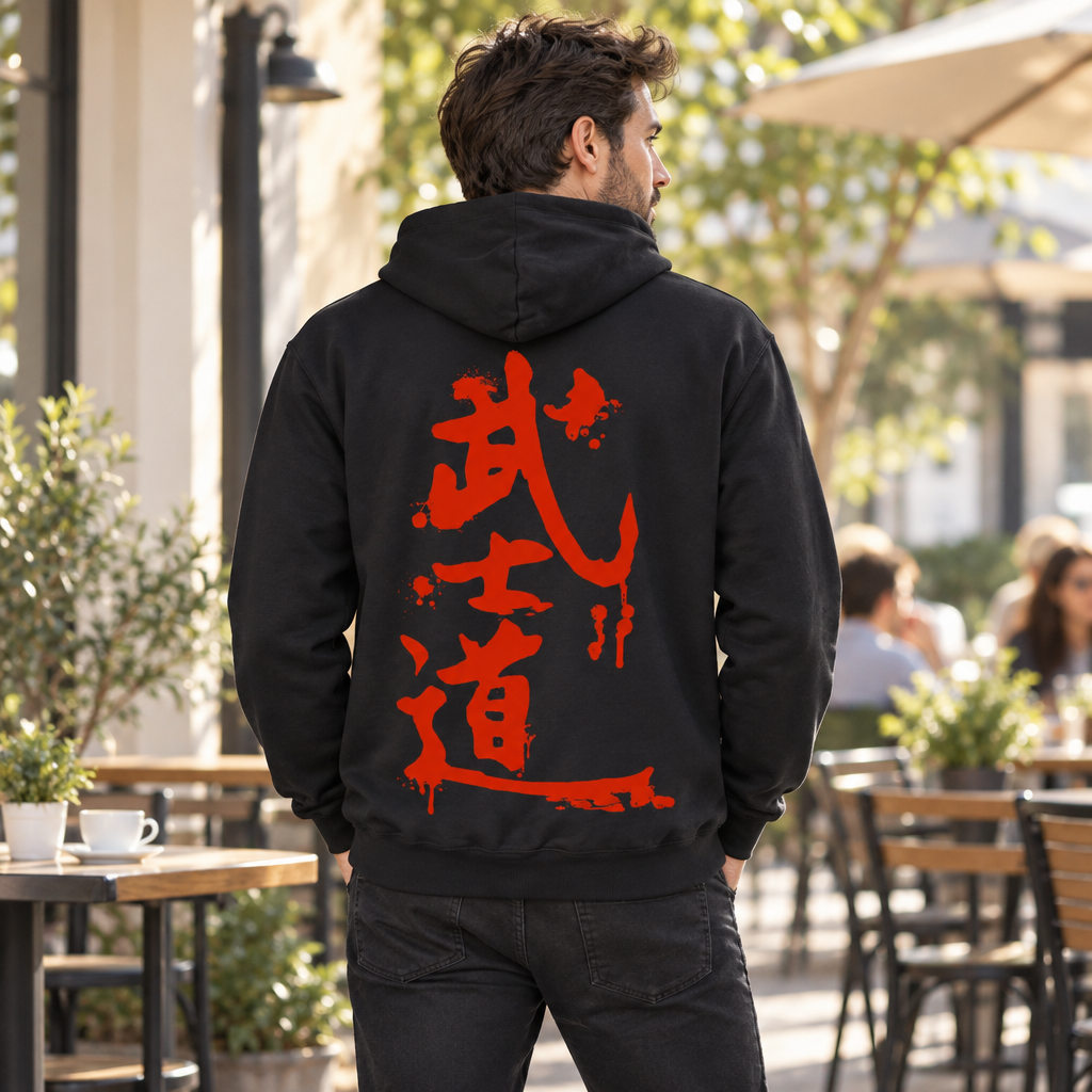Way of the Warrior Kanji — Black Hoodie — lifestyle hero