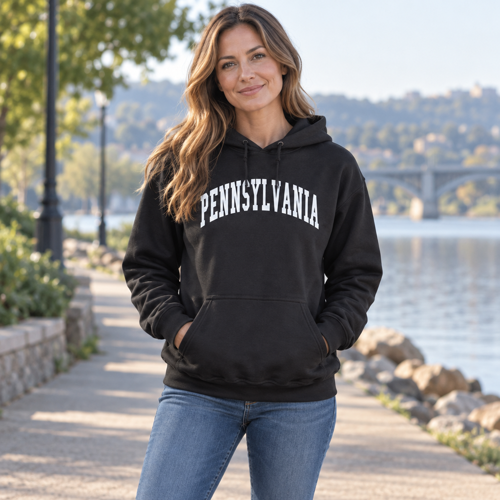 Pennsylvania — Black Hoodie — lifestyle hero
