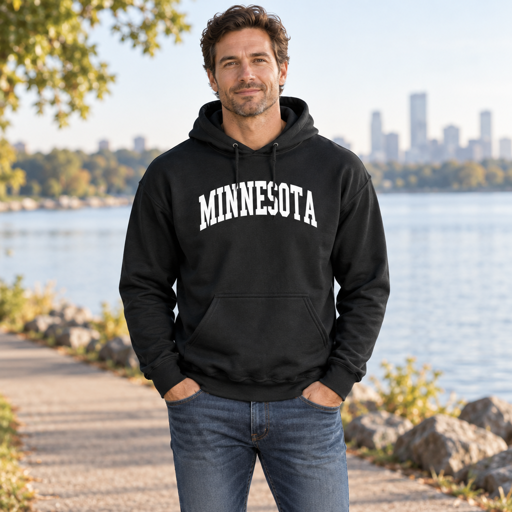 Minnesota — Black Hoodie — lifestyle hero