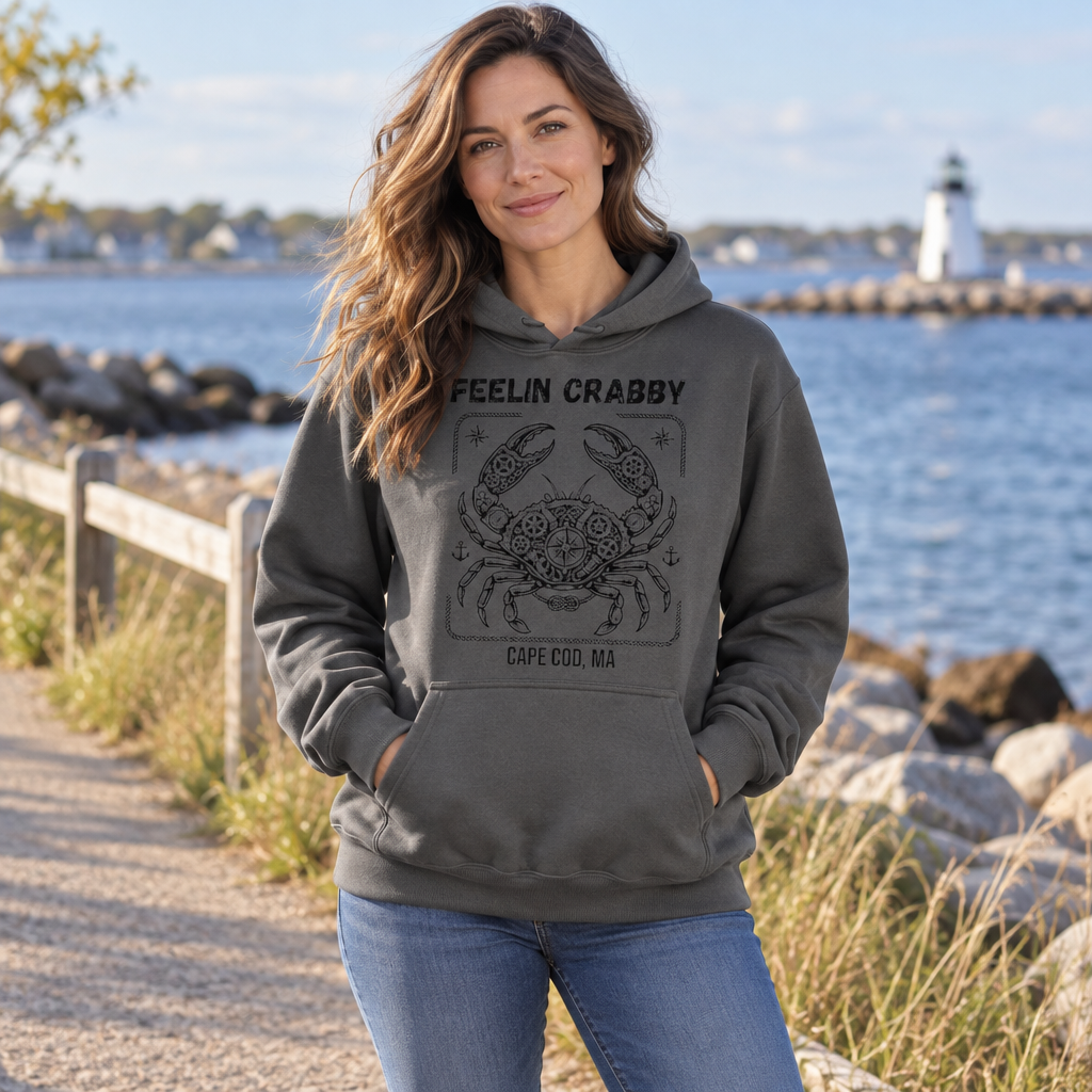 Feelin Crabby Cape Cod — Charcoal Hoodie — lifestyle alt