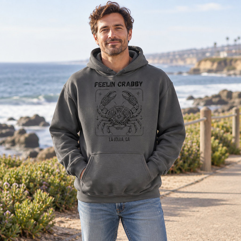 Feelin Crabby La Jolla — Charcoal Hoodie — lifestyle alt