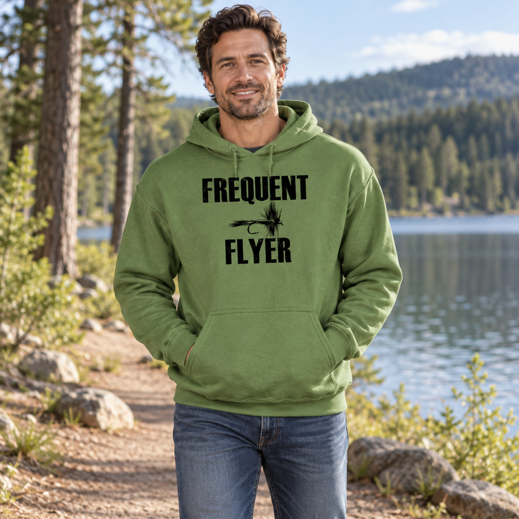 Frequent Flyer Fishing — Military Green Hoodie — lifestyle alt