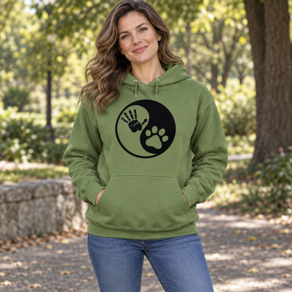 Dog Yin Yang — Military Green Hoodie — lifestyle alt