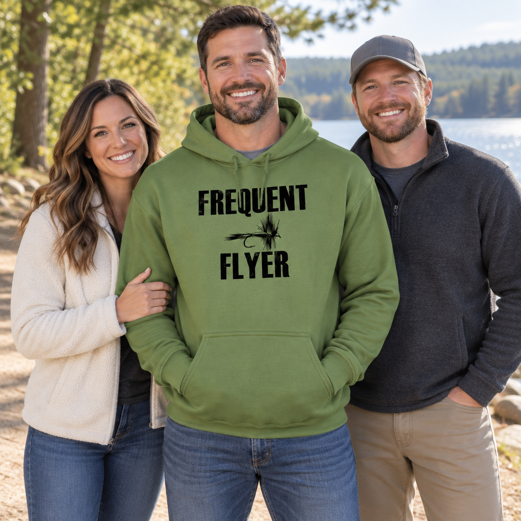 Frequent Flyer Fishing — Military Green Hoodie — lifestyle group