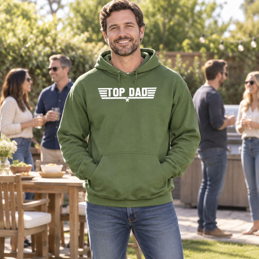 Top Dad — Military Green Hoodie — lifestyle hero