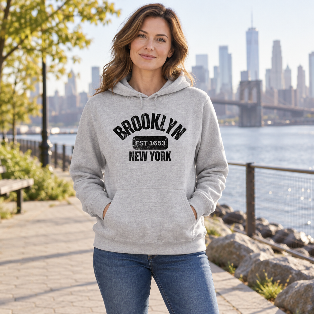 Brooklyn New York — Sport Gray Hoodie — lifestyle hero