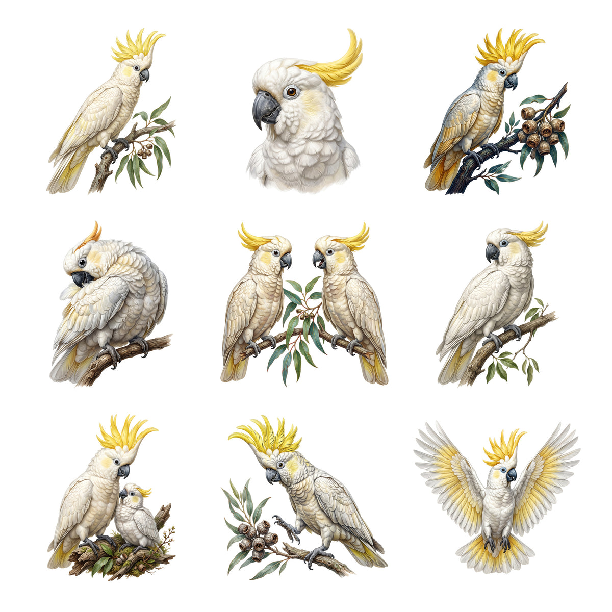 Cockatoo Crests — Complete assortment