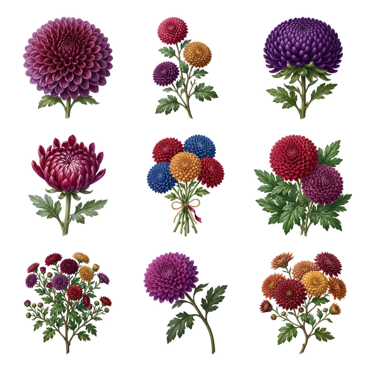 Chrysanthemum Pompons — Complete assortment