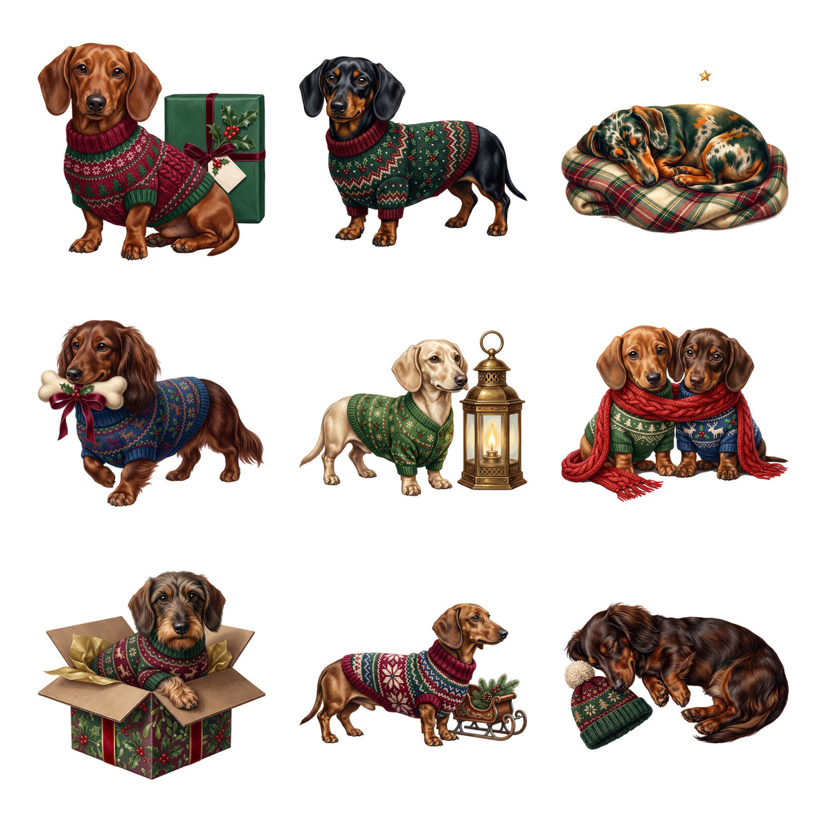 Christmas Dachshund Sweaters — Complete assortment