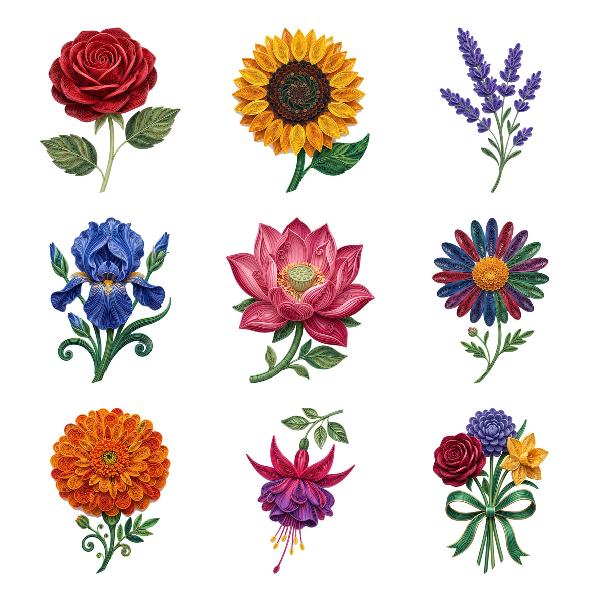 Paper Quilling Flowers — Complete assortment