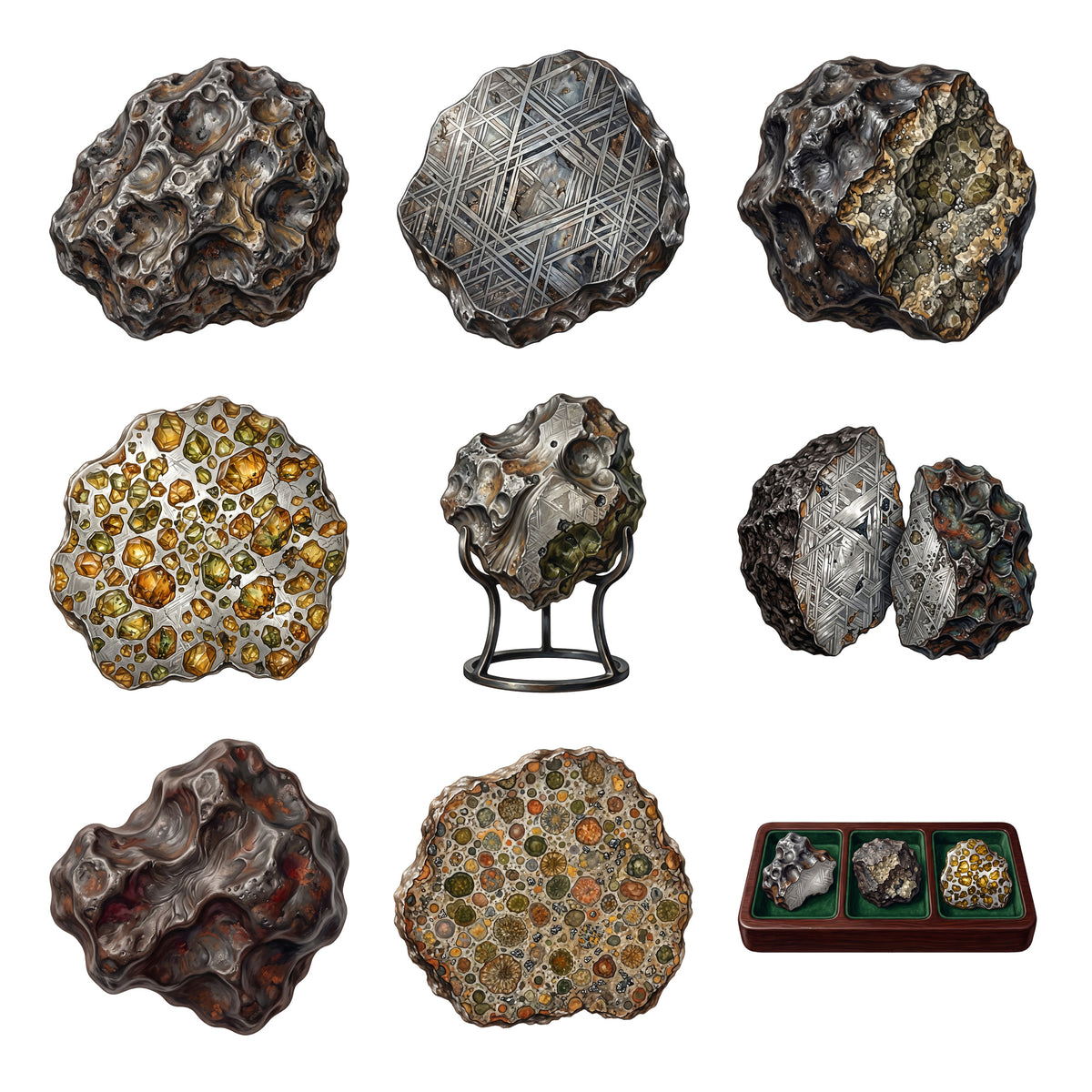 Meteorite Specimen Cabinet — Complete assortment