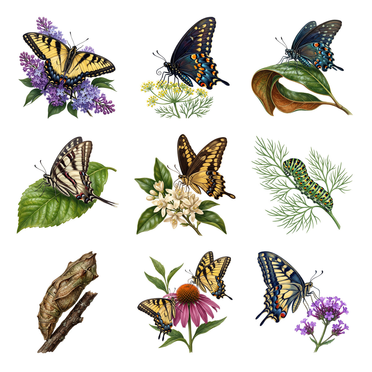 Swallowtail Butterflies — Complete assortment