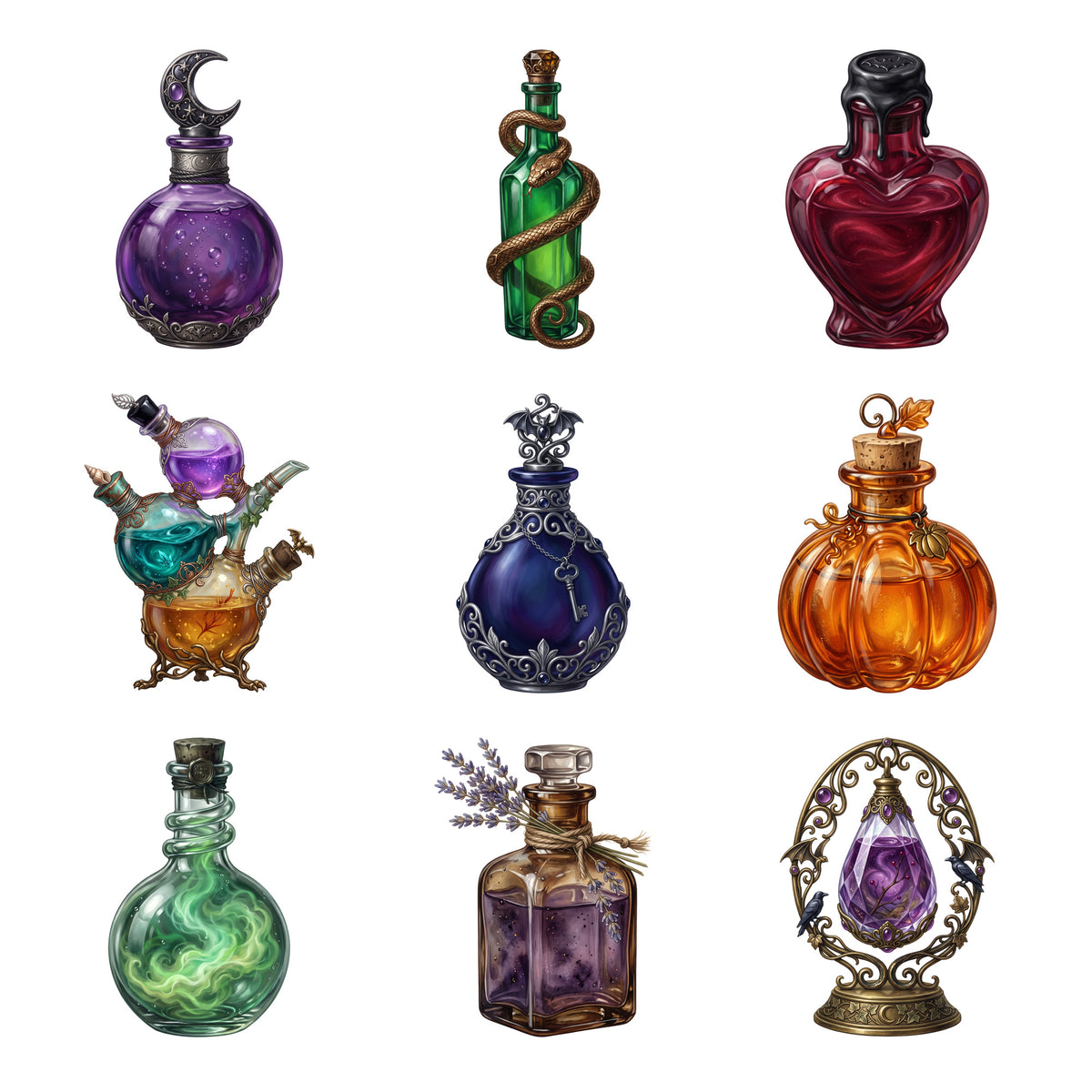 Halloween Potion Bottles — Complete assortment