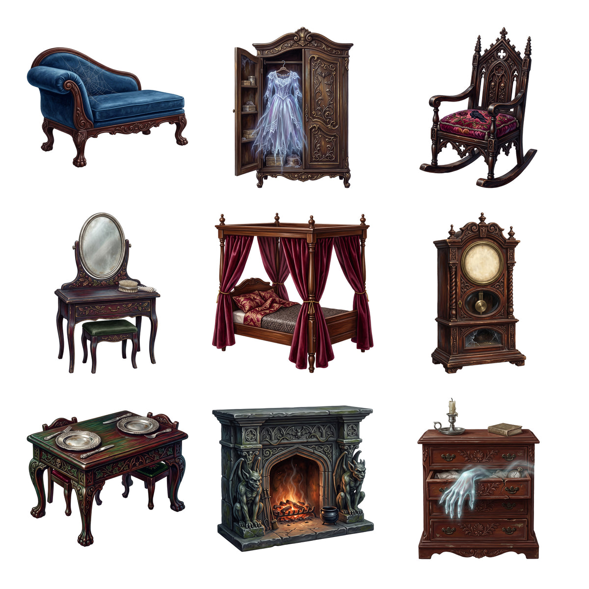 Haunted Dollhouse Furniture — Complete assortment