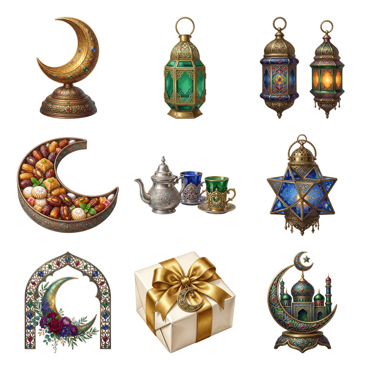 Eid Lanterns and Crescent Decor — Complete assortment