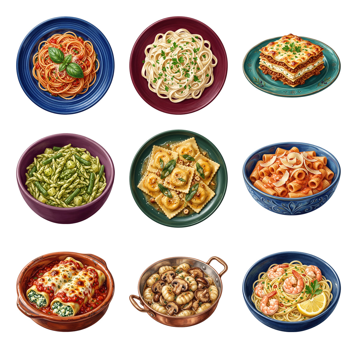 Italian Pasta Plates — Complete assortment
