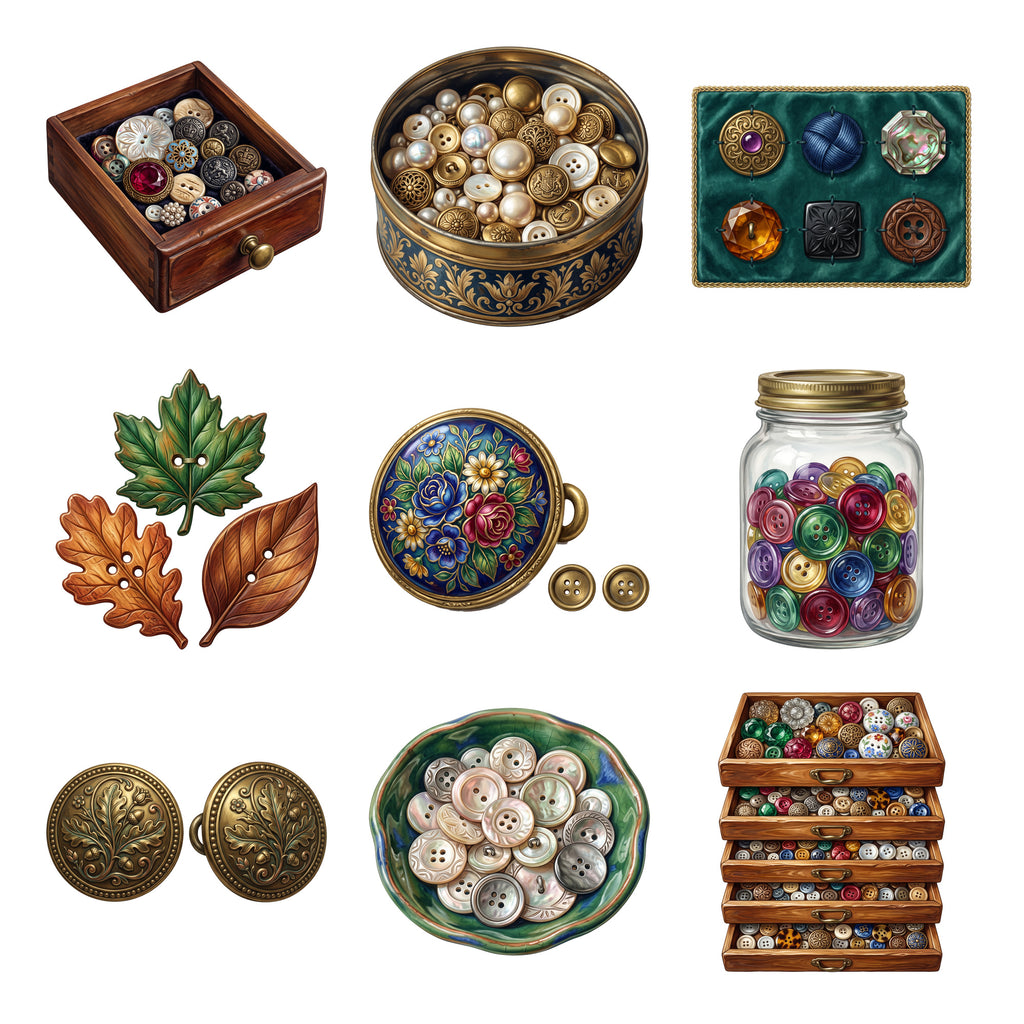Button Collector Cabinet — Complete assortment
