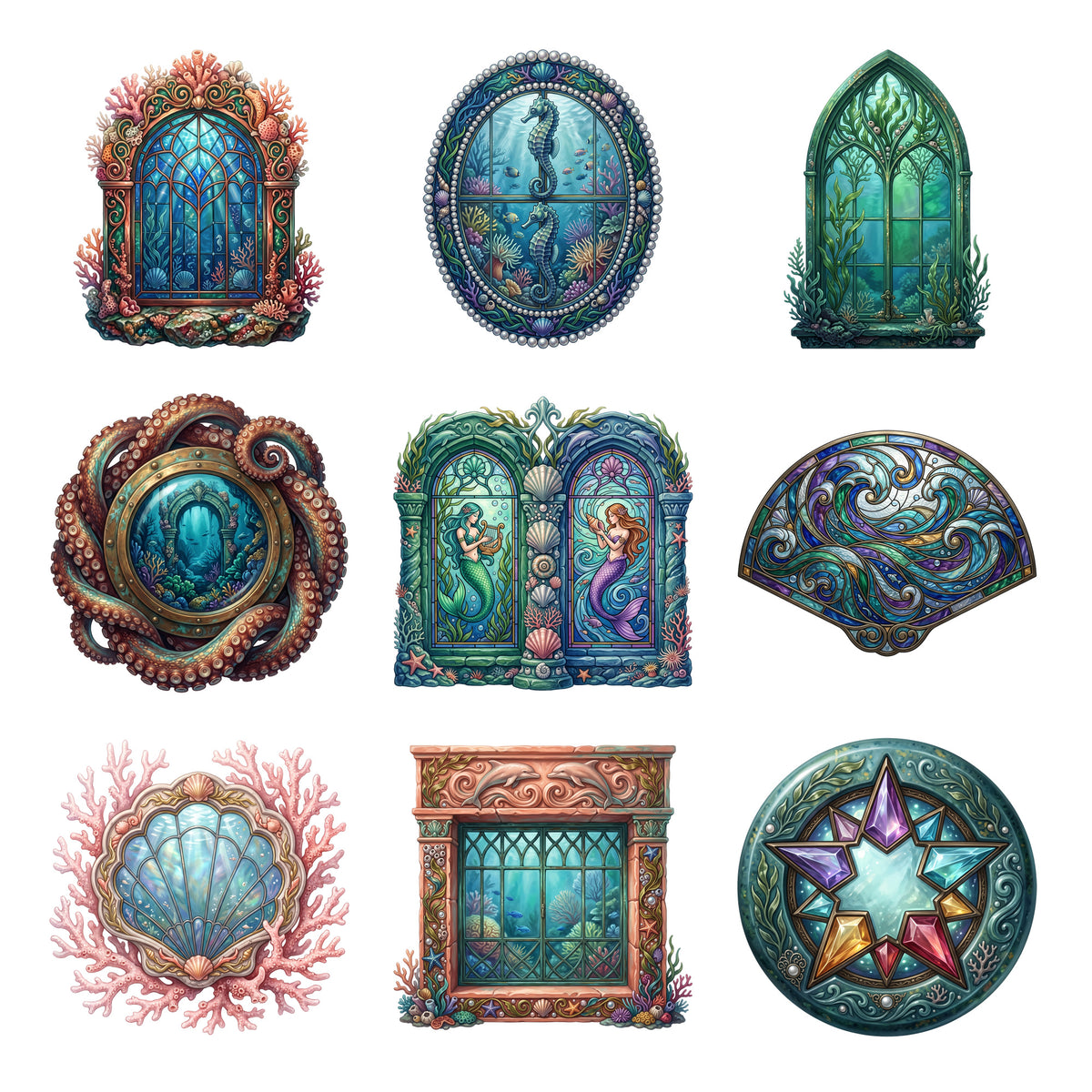 Underwater Palace Windows — Complete assortment