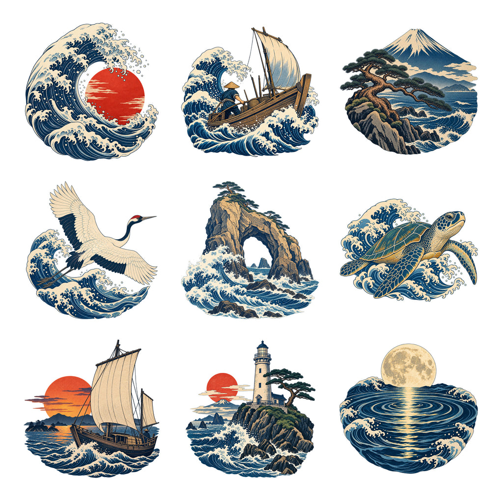 Ukiyo-e - Waves and Coast — Complete assortment