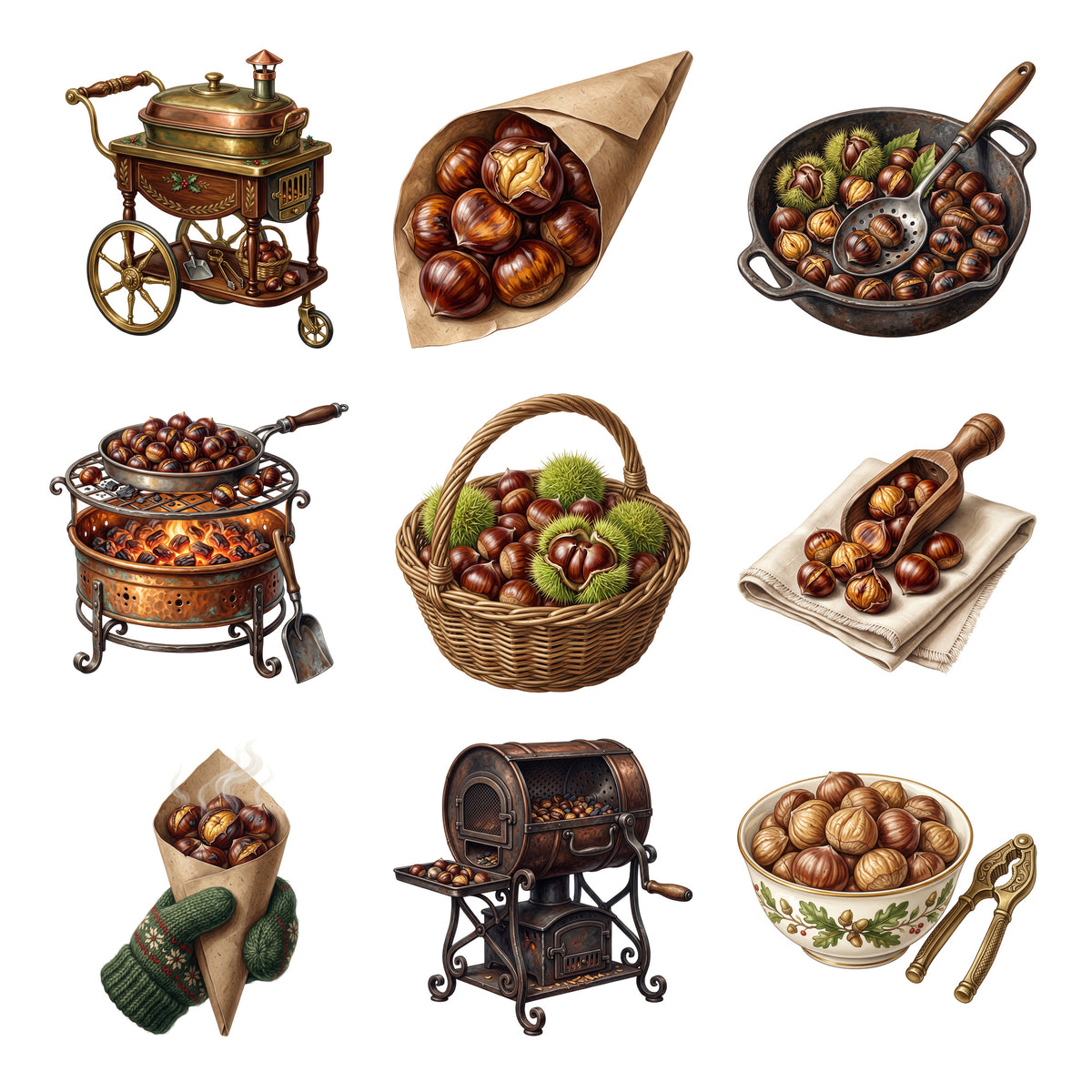 Chestnut Roasting Cart — Complete assortment