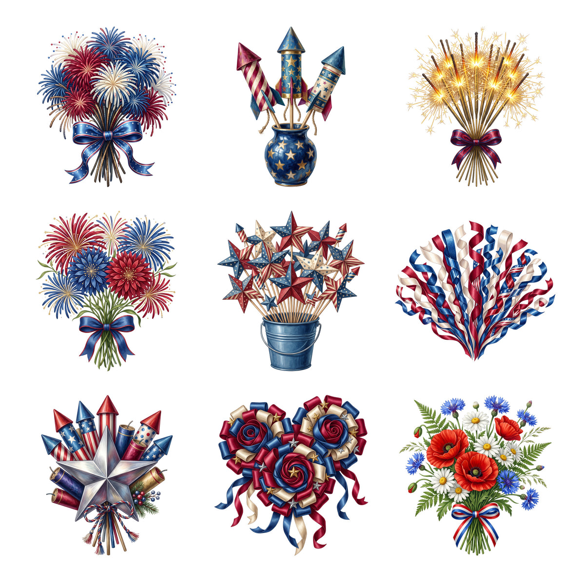 Patriotic Firework Bouquets — Complete assortment