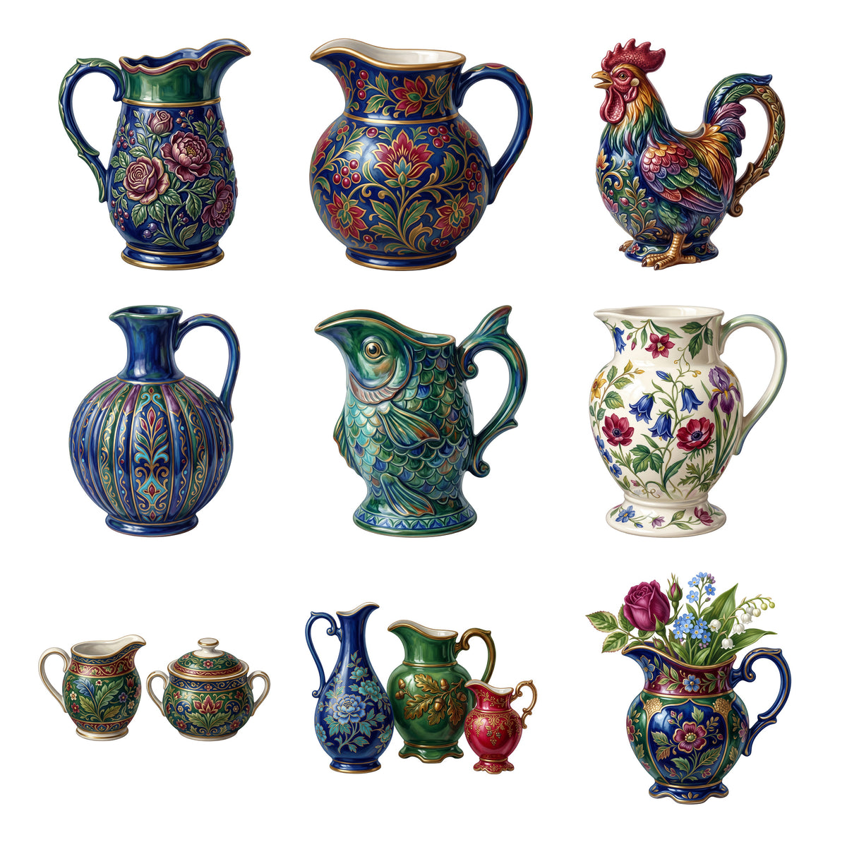 Decorative Ceramic Pitchers — Complete assortment