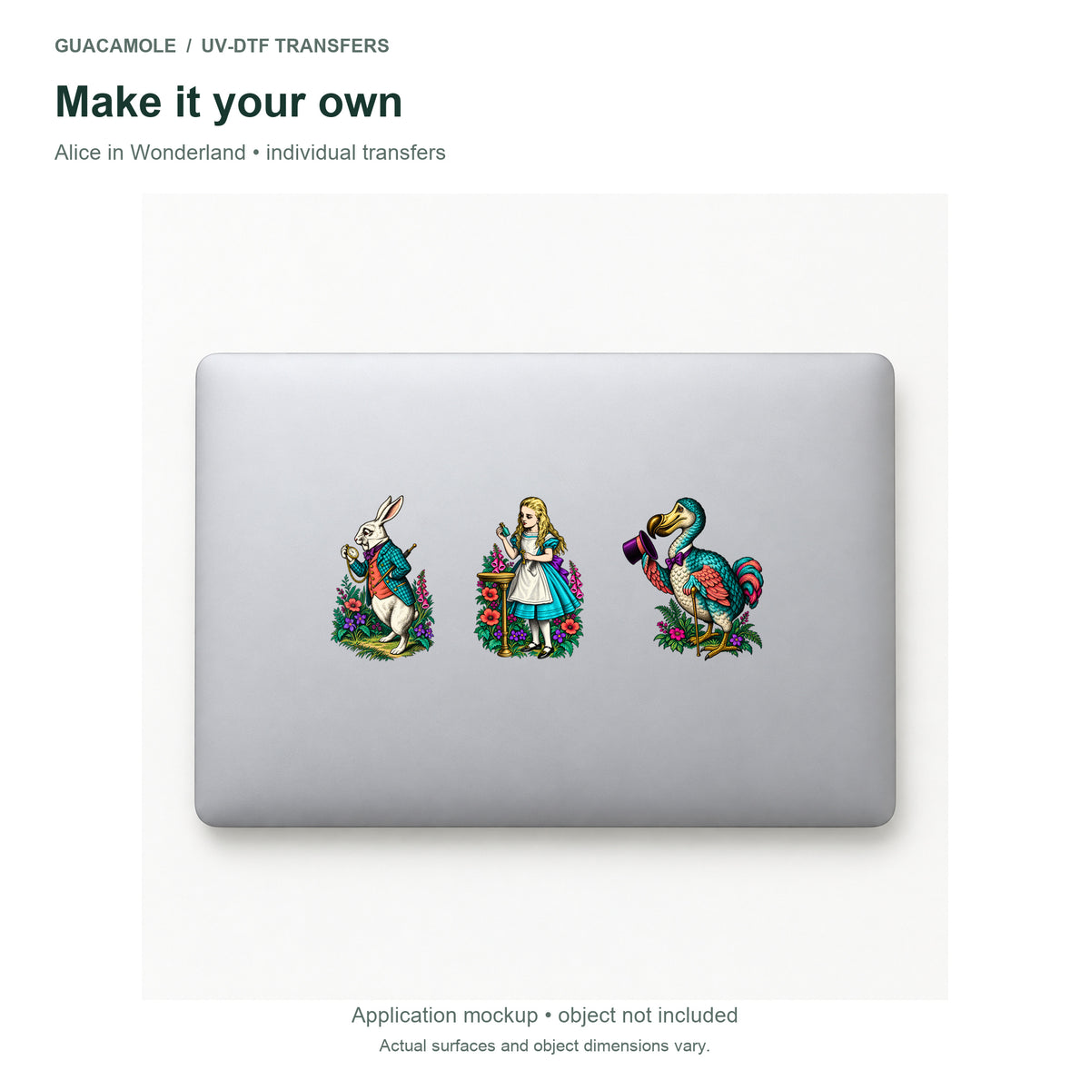 Alice in Wonderland — Three designs on a laptop