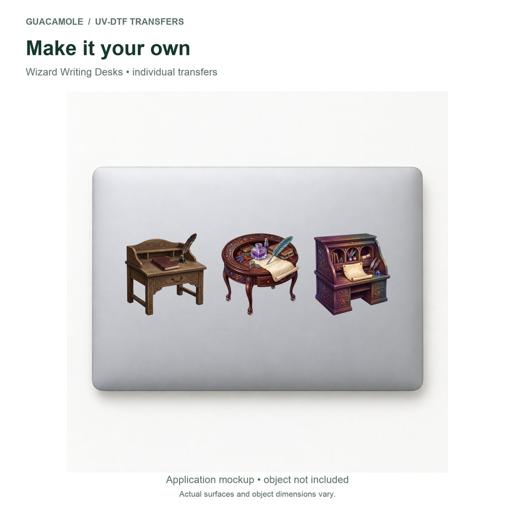 Wizard Writing Desks — Three designs on a laptop