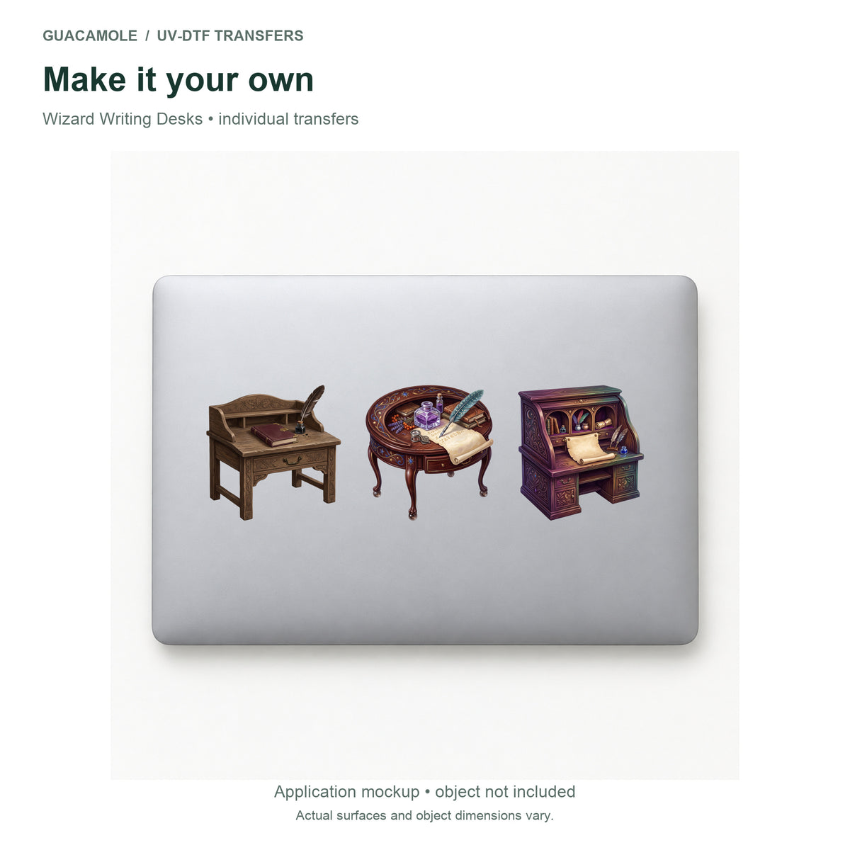 Wizard Writing Desks — Three designs on a laptop
